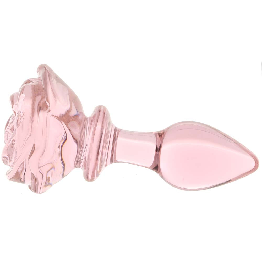 Booty Sparks Pink Rose Glass Anal Plug