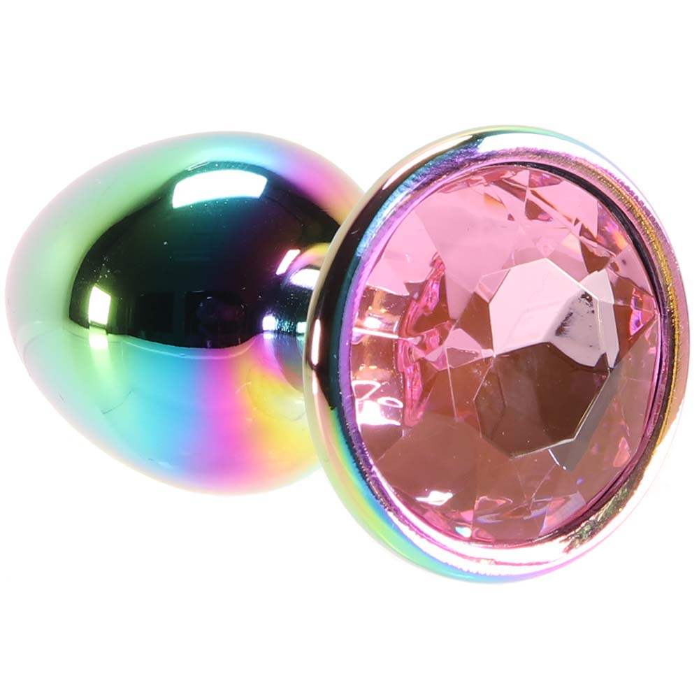 Small Aluminum Plug with Pink Gem