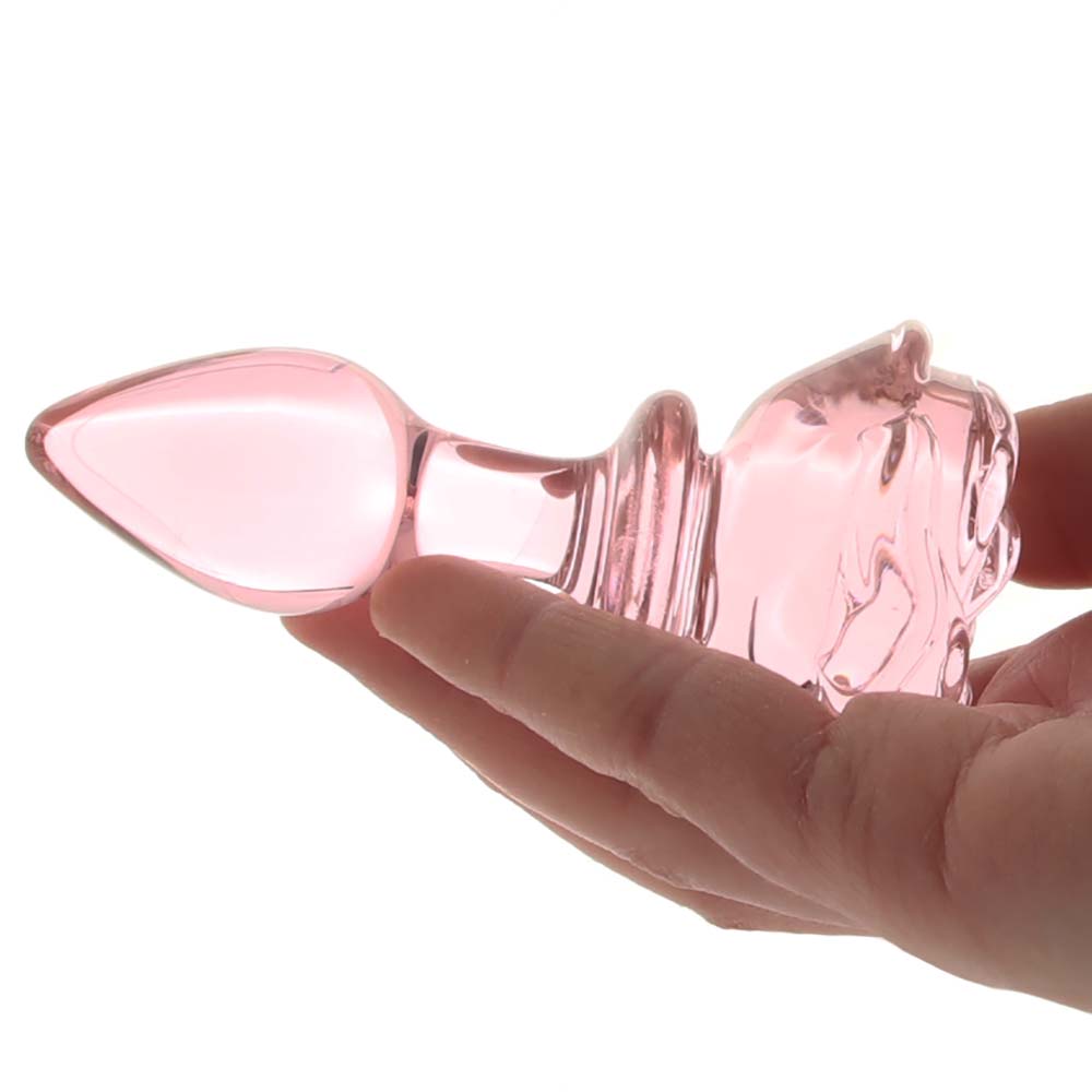 Booty Sparks Pink Rose Glass Anal Plug