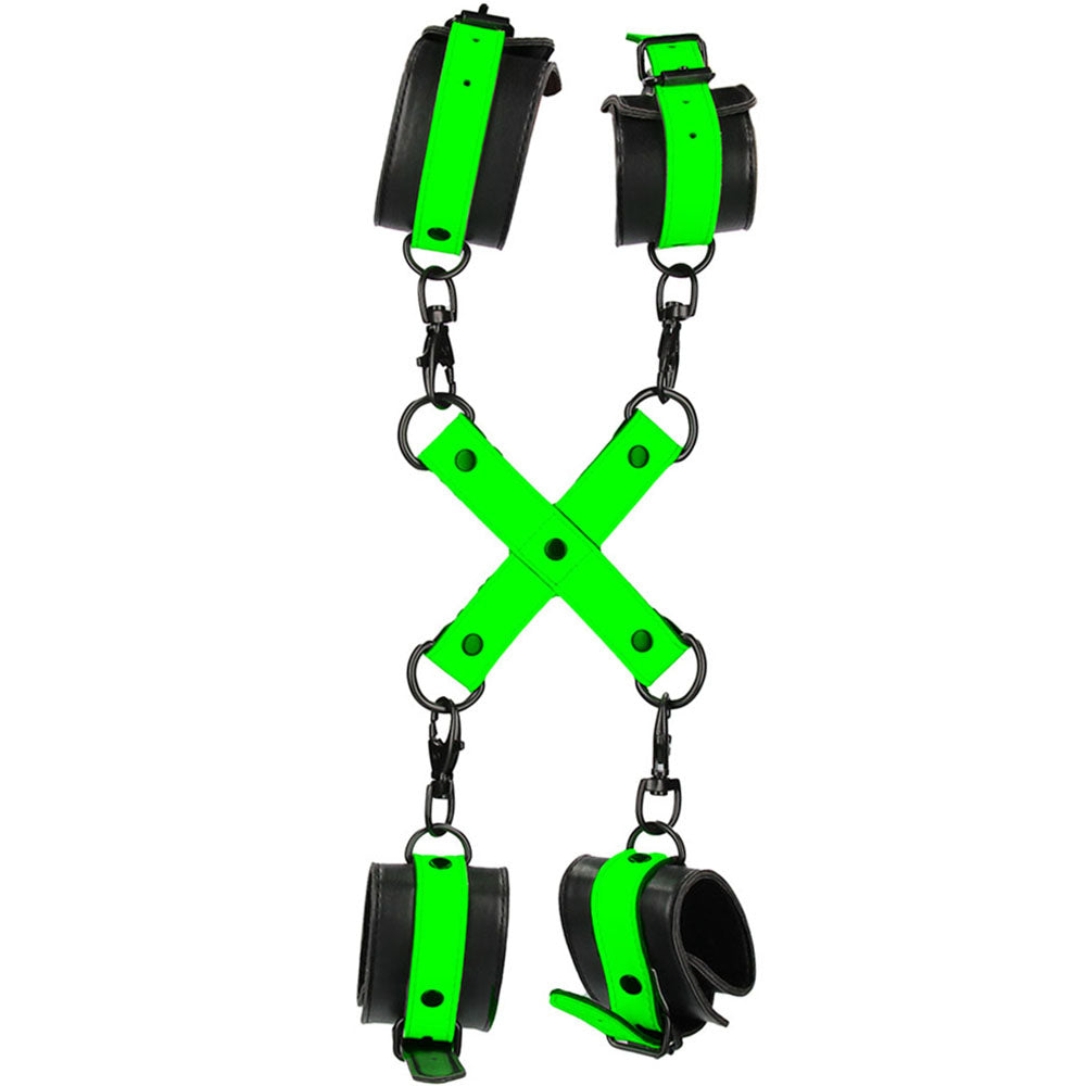 Ouch! Glow In The Dark Hand & Ankle Cuffs with Hogtie