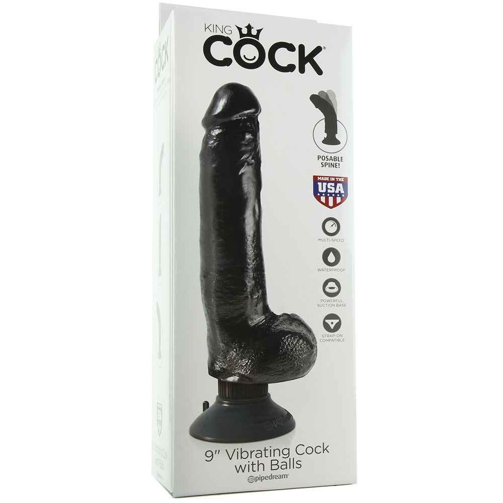 King Cock 9 Inch Vibrating Dildo with Balls
