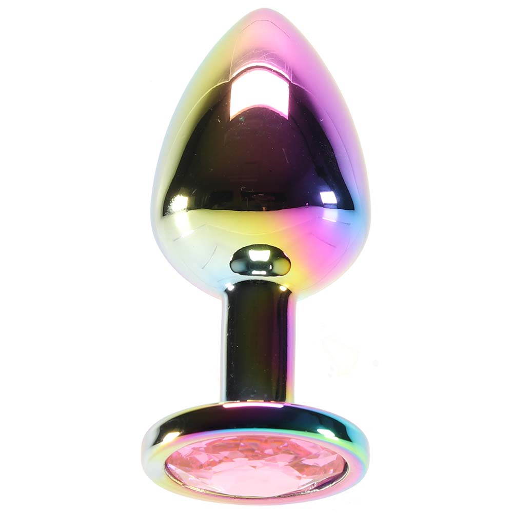 Medium Aluminum Plug with Pink Gem