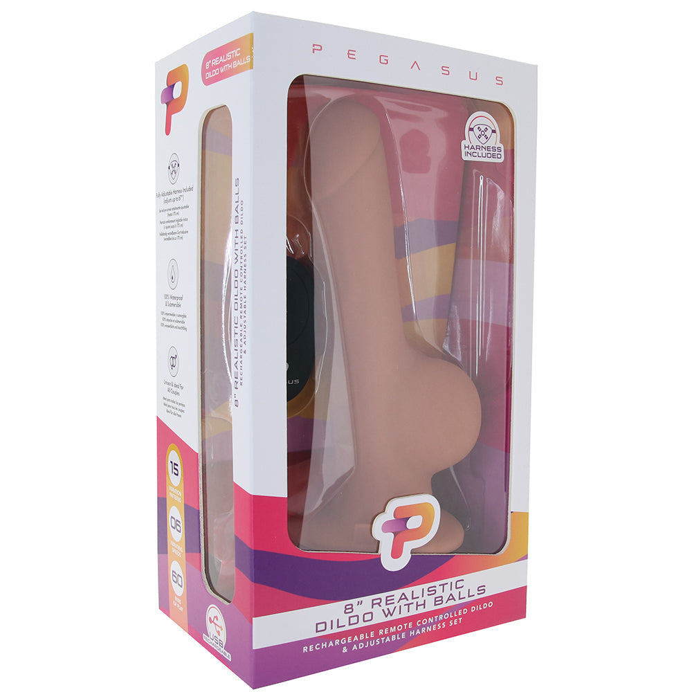 Pegasus Realistic 8 Inch Vibrating Strap-On Set