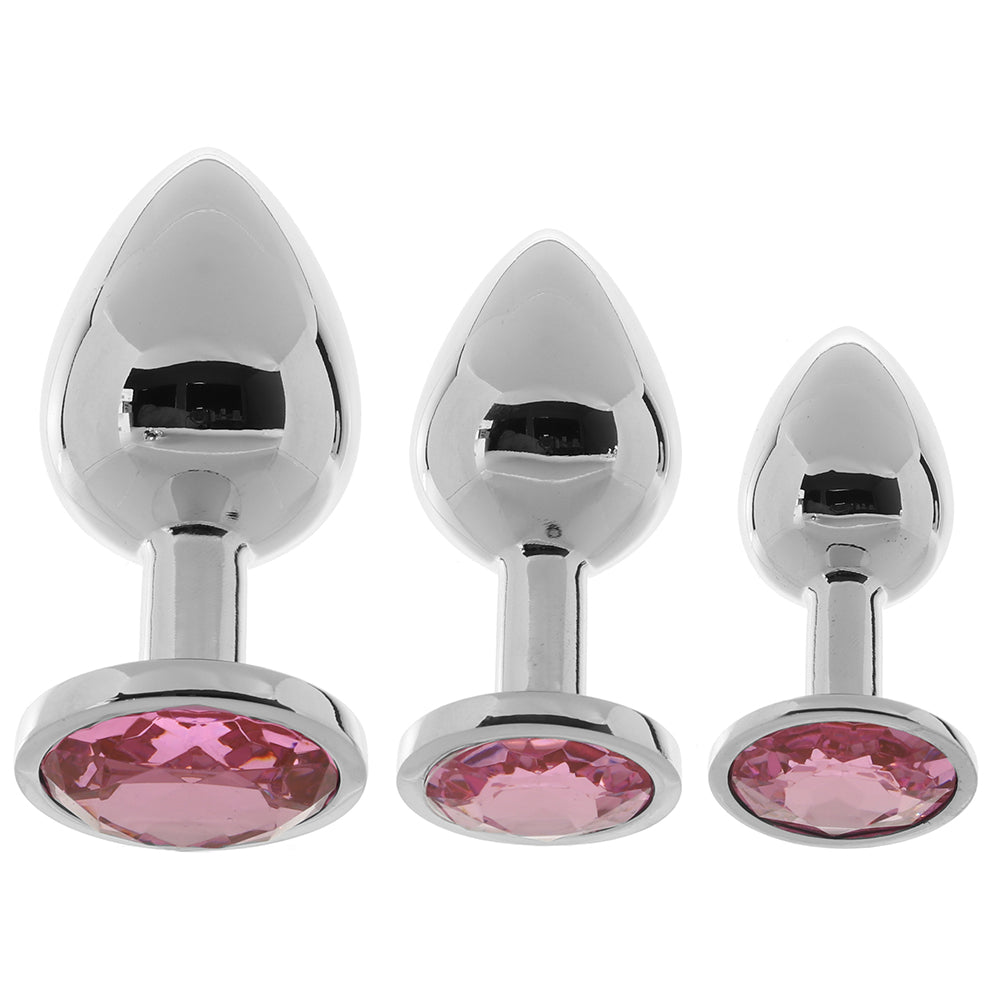 Pink Gem Aluminum Anal Plug Set