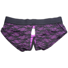 Lace Envy Purple Crotchless Panty Harness