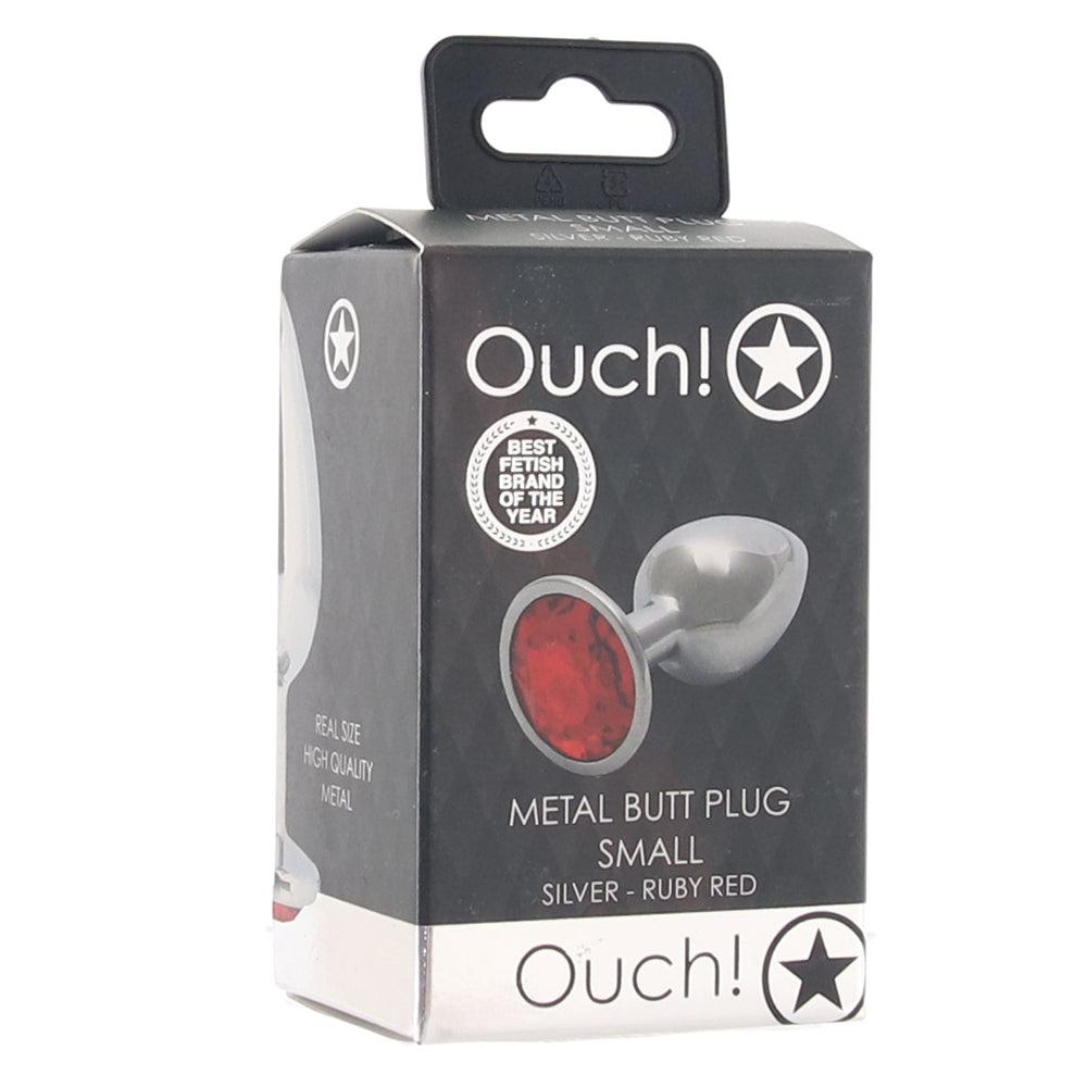 Ouch! Red Round Gem Silver Plug