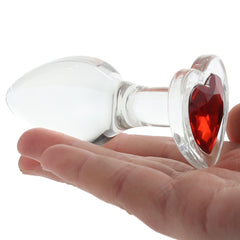 Adam & Eve Red Heart Gem Glass Plug