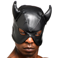 Master Series Dungeon Demon Bondage Hood with Horns