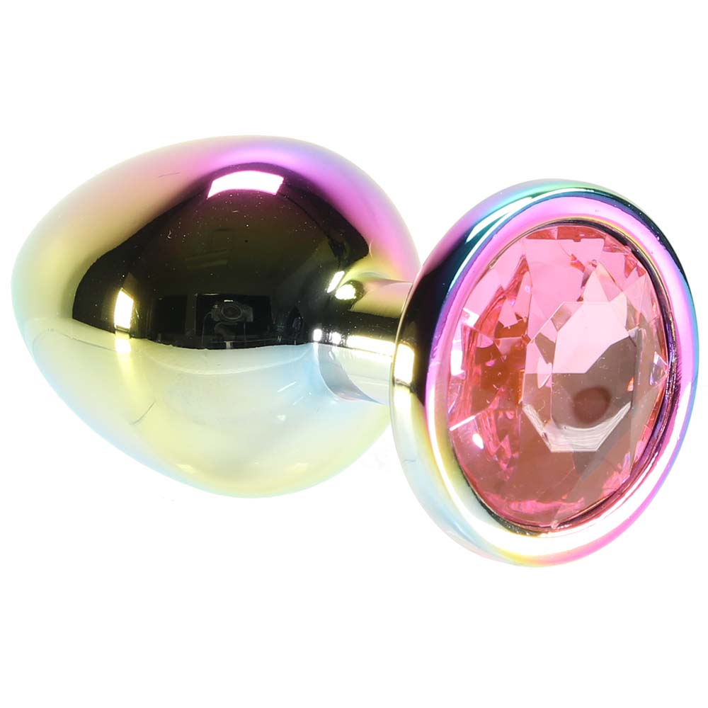 Medium Aluminum Plug with Pink Gem