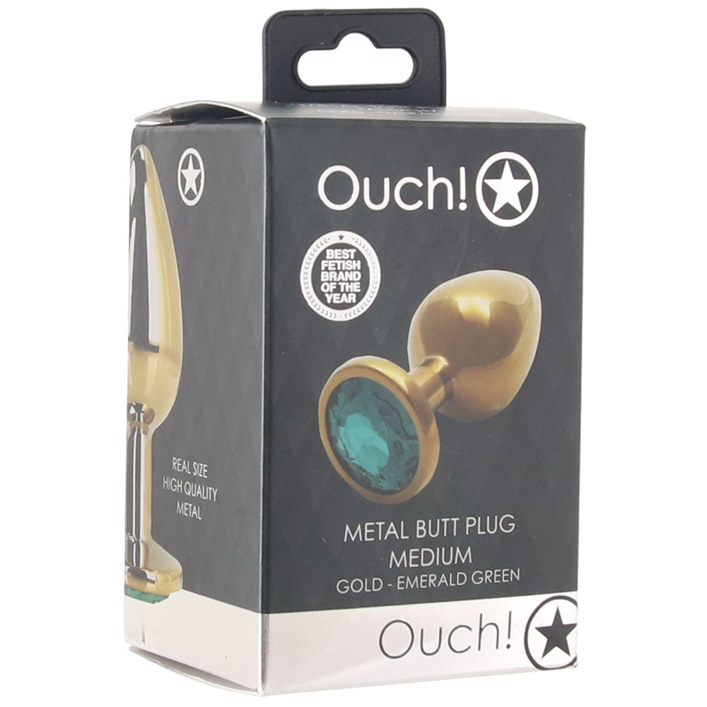 Ouch! Green Round Gem Gold Plug