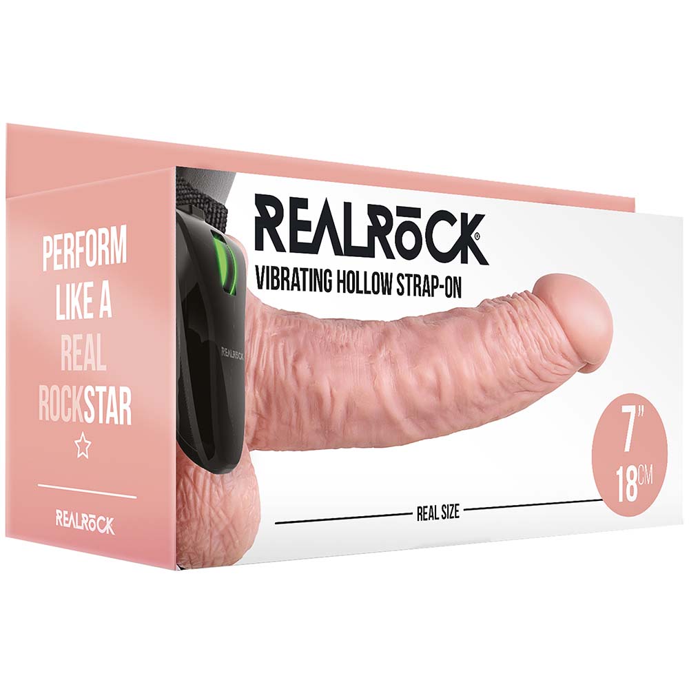 Real Rock Hollow Vibrating 7 Inch Ballsy Strap-On