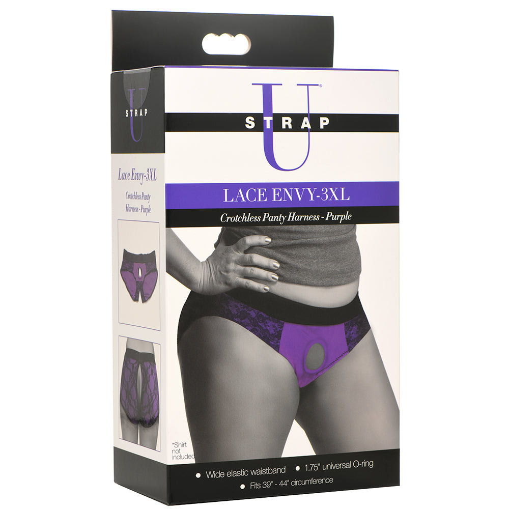 Lace Envy Purple Crotchless Panty Harness