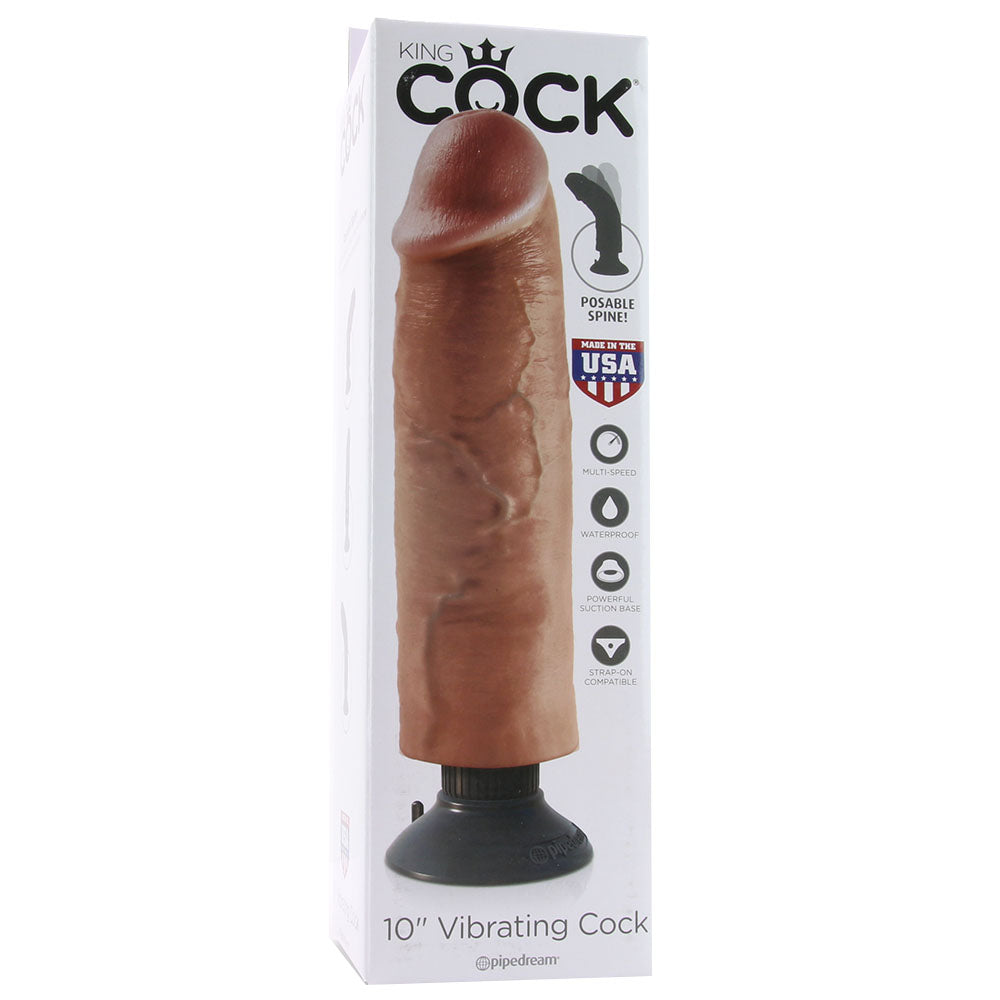 King Cock 10 Inch Vibrating Suction Dildo