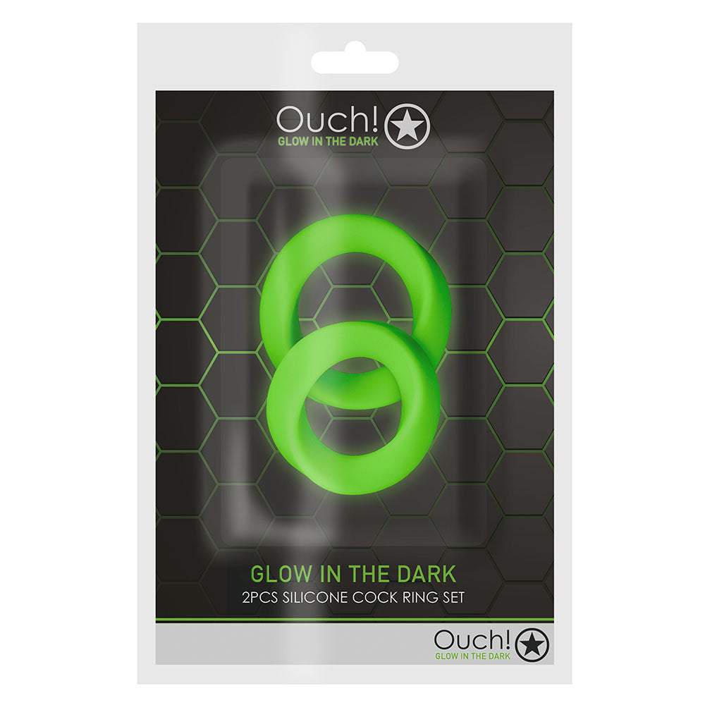 Ouch! Glow In The Dark Silicone Cock Ring Set