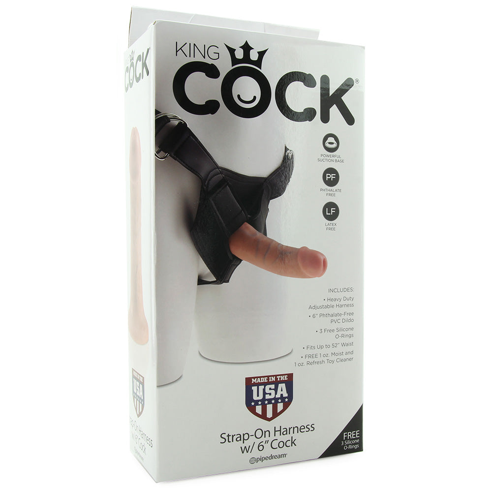 King Cock Strap-On Harness with 6 Inch Cock