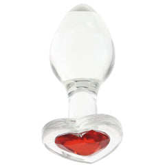 Adam & Eve Red Heart Gem Glass Plug