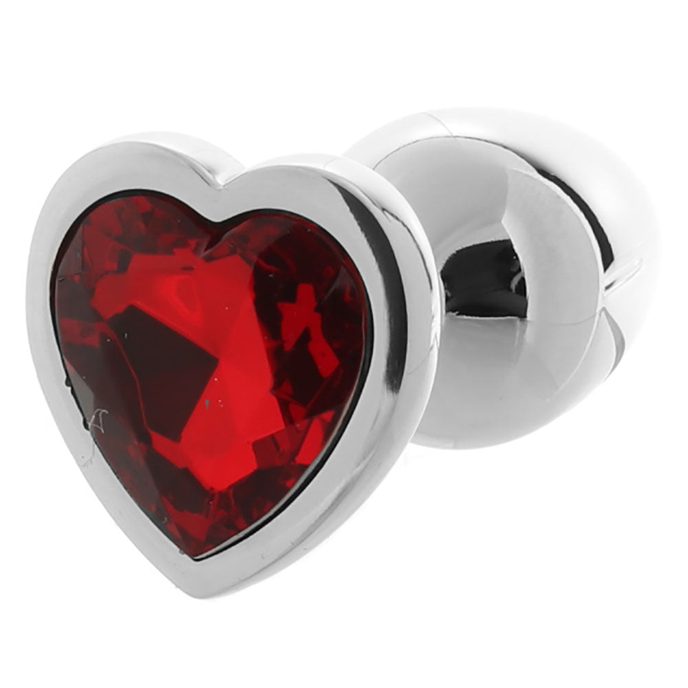 Adam & Eve Small Metal Anal Plug with Red Heart Gem