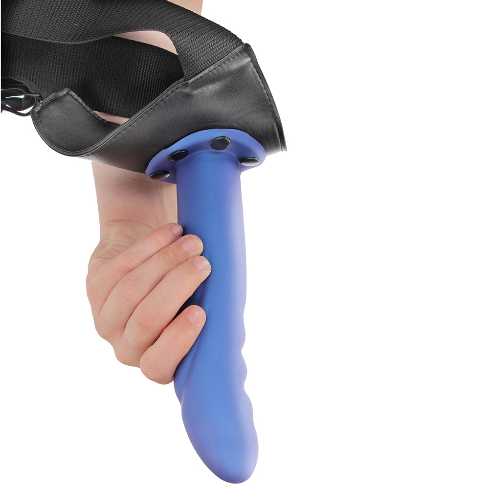 Textured Curved 8 Inch Hollow Strap-On