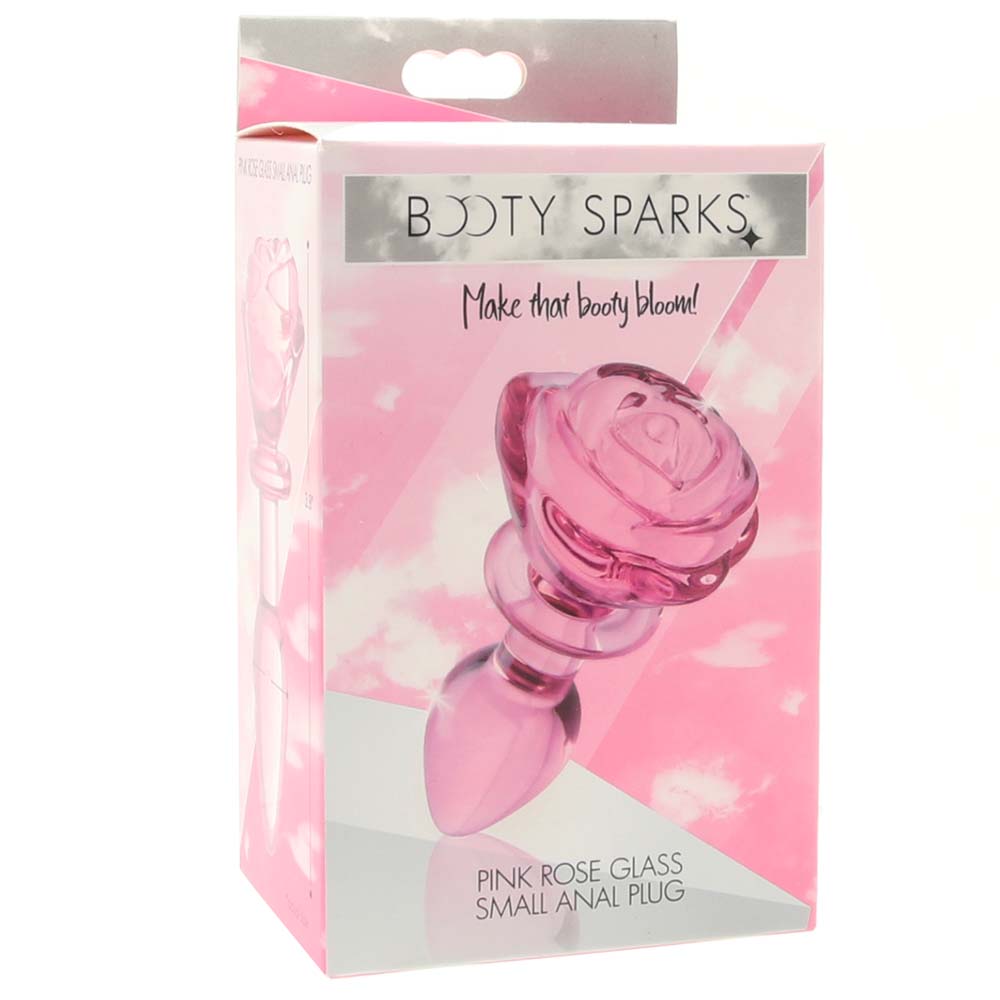 Booty Sparks Pink Rose Glass Anal Plug