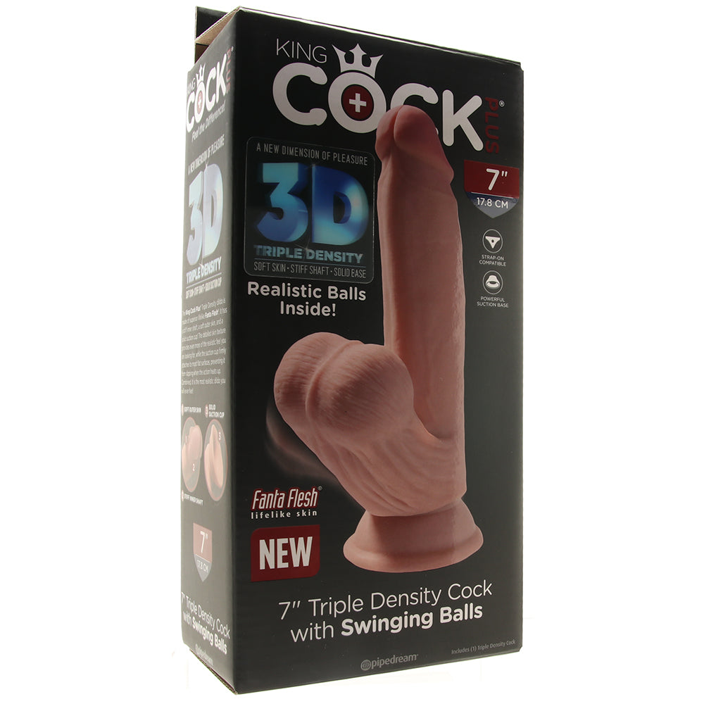King Cock Plus 7 Inch 3D Cock with Swinging Balls