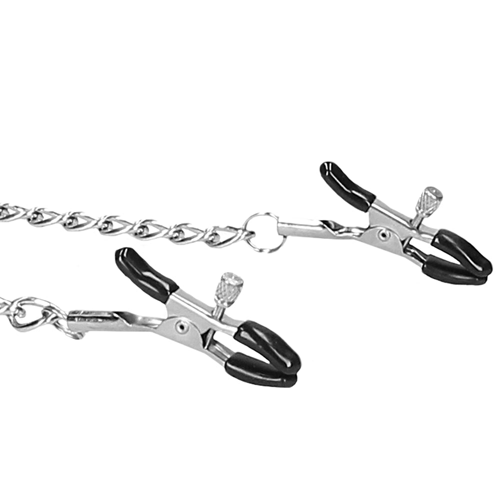 Black & White Breathable Ball Gag With Nipple Clamps